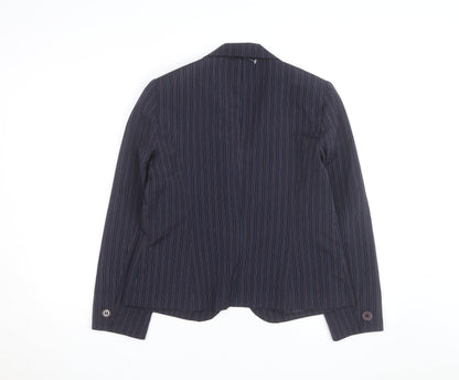 Rena Rowan Women Blue Pinstripe Blazer Size 12 Regular Fit