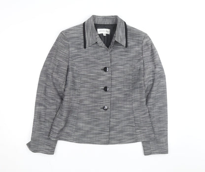 Jones New York Women’s Grey Woven Single-Breasted Suit Jacket Size M