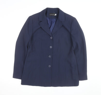 Lindor Women's Navy Blue Size 10 Classic Lined Blazer Jacket