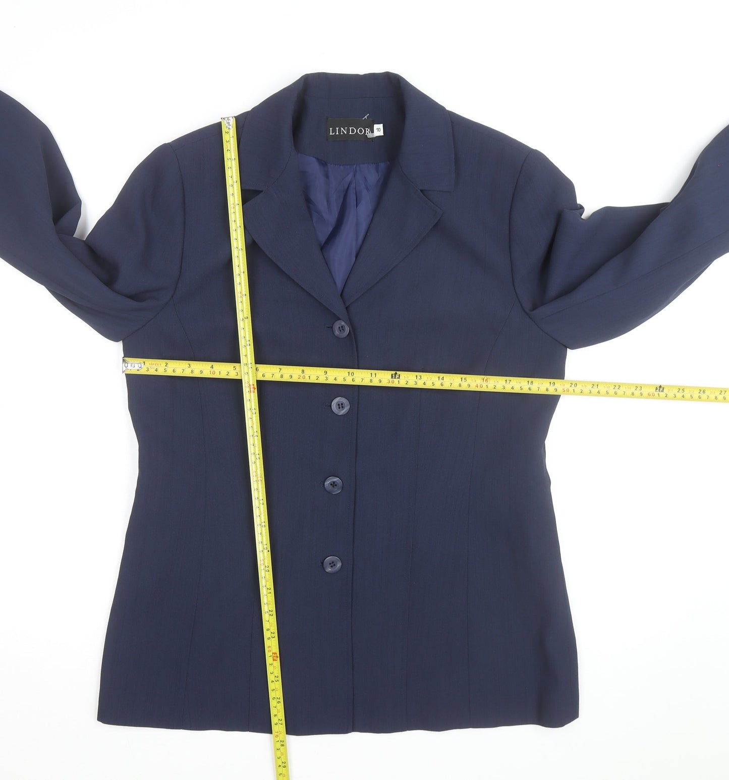 Lindor Women's Navy Blue Size 10 Classic Lined Blazer Jacket