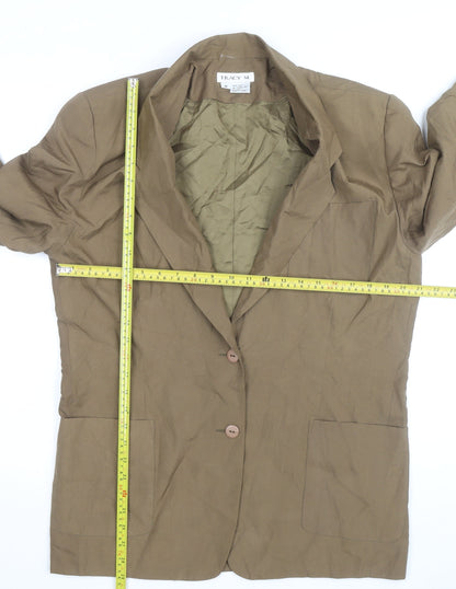 Tracy M Unisex Brown Silk Lined Mid-Length Blazer M