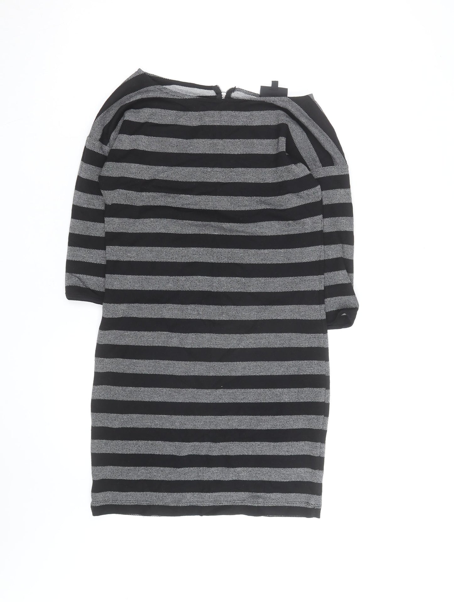 Warehouse Women’s Black Striped Bodycon Knit Dress Size 10