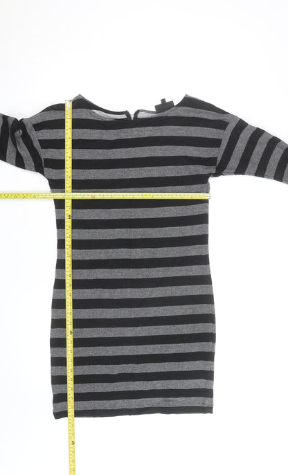Warehouse Women’s Black Striped Bodycon Knit Dress Size 10