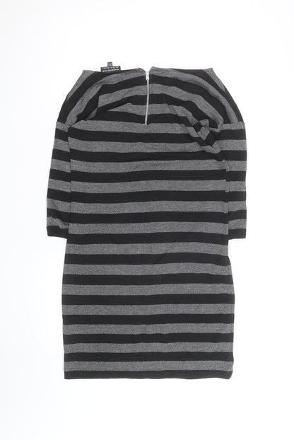 Warehouse Women’s Black Striped Bodycon Knit Dress Size 10
