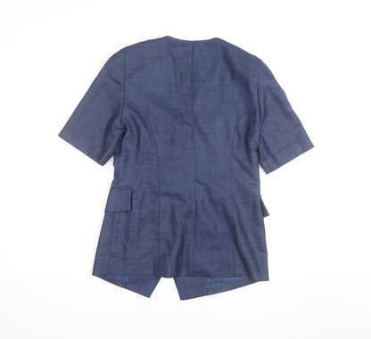 Idée Mode Women’s Blue V-Neck Short Sleeve Classic Blouse Size 8