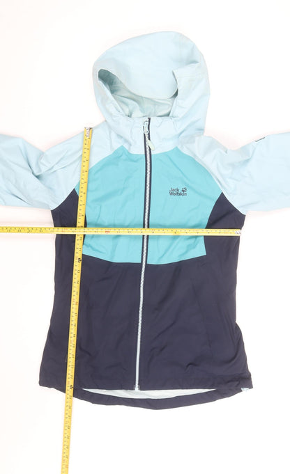 Jack Wolfskin Women's Blue Waterproof Hooded Rain Jacket Size S
