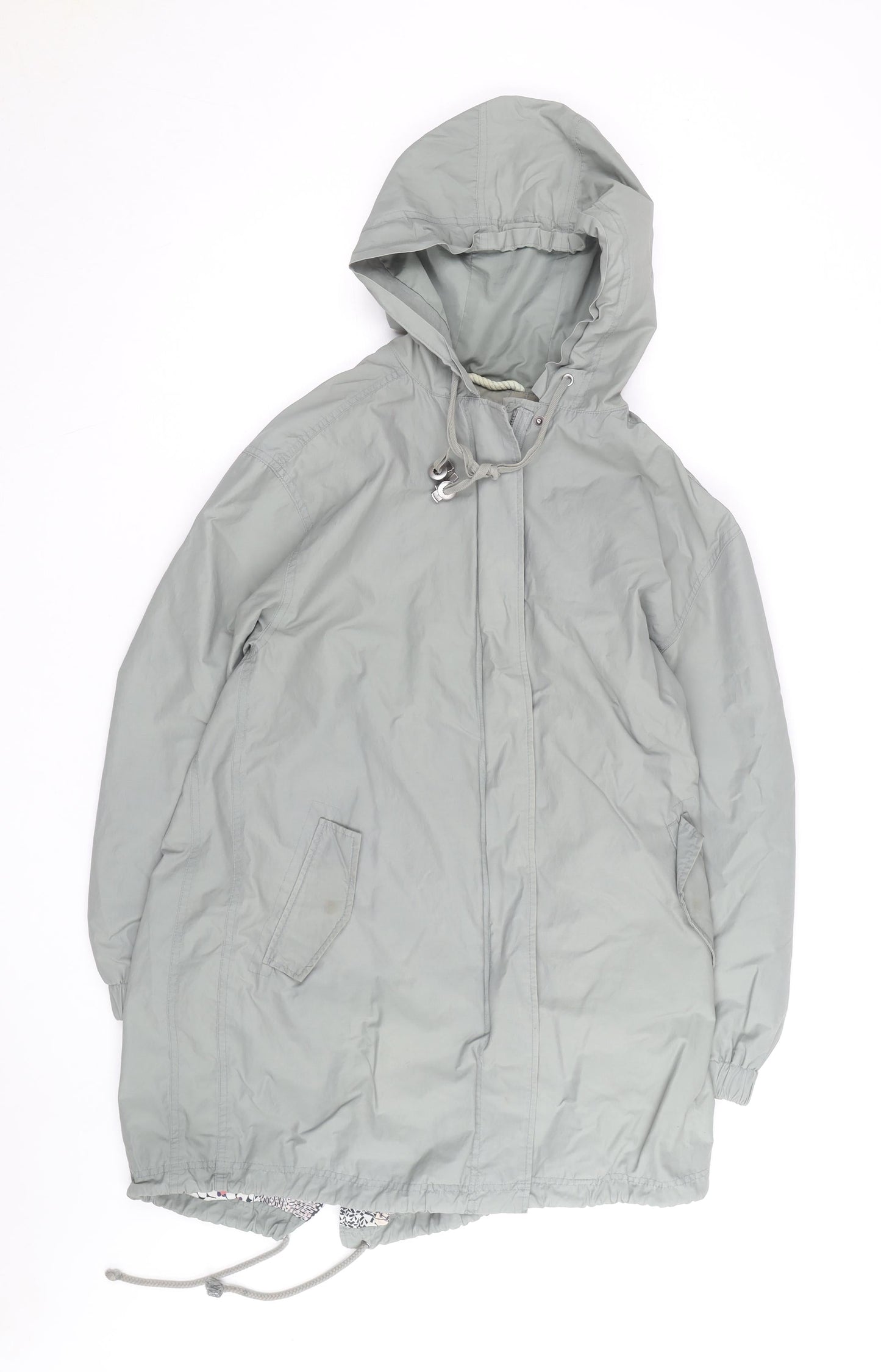 Weird Fish Women's Grey Hooded Parka Coat Size 12 Long