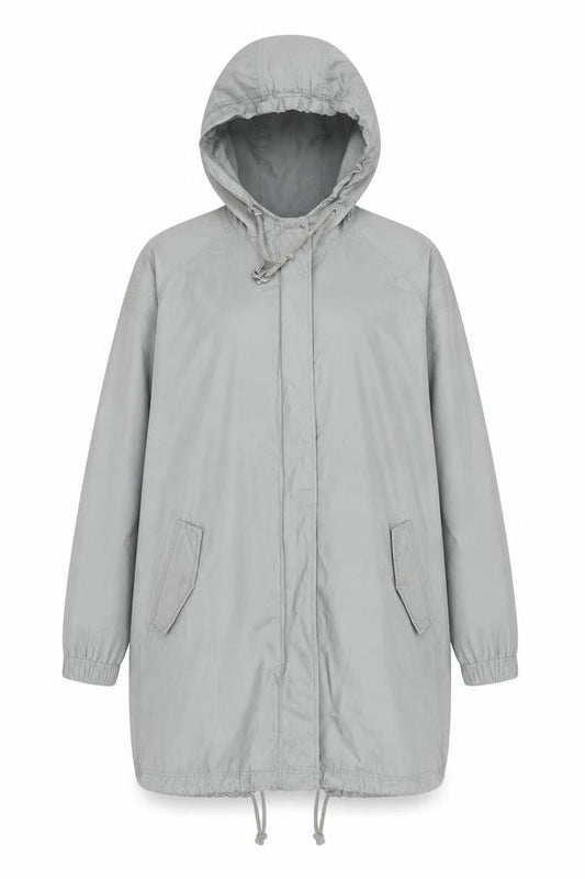 Weird Fish Women's Grey Hooded Parka Coat Size 12 Long