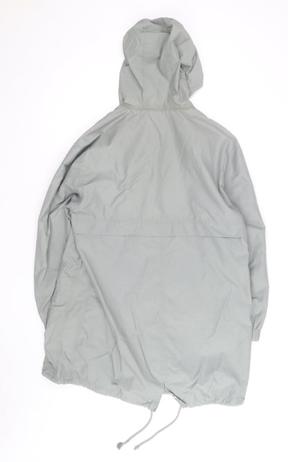 Weird Fish Women's Grey Hooded Parka Coat Size 12 Long