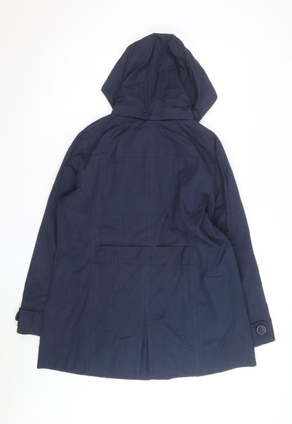 L.L. Bean Men's Blue Hooded Rain Coat Size L Cotton Nylon Waterproof
