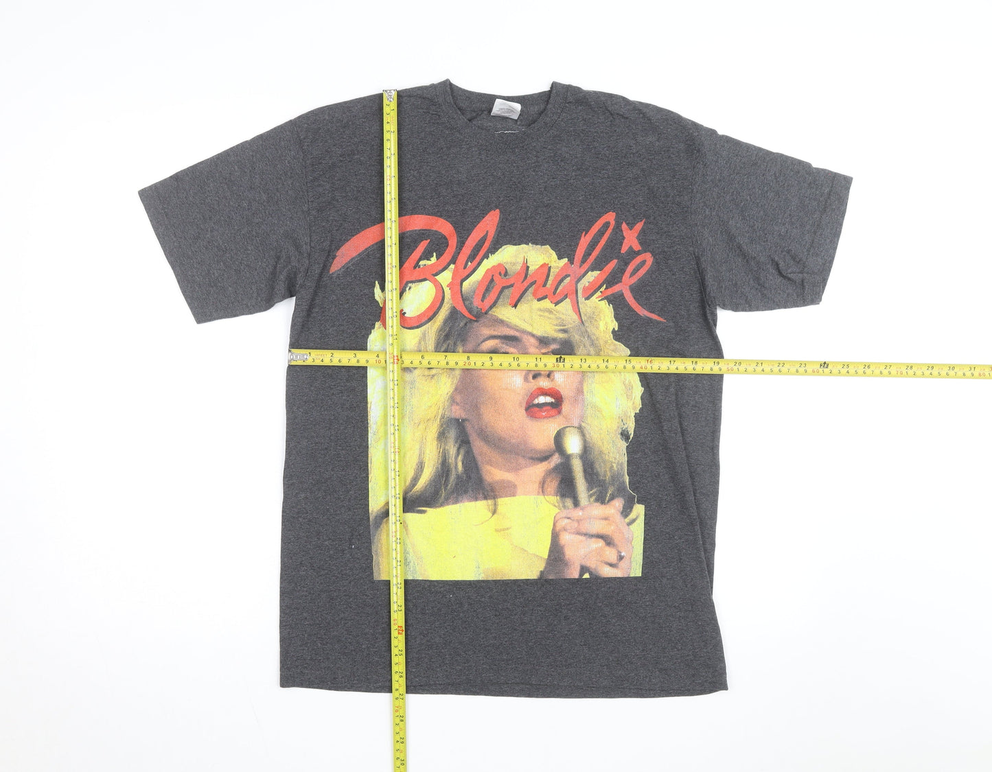 Fruit of the Loom Mens Grey Blondie Band Graphic T-Shirt Size 14-15 Years