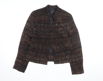 Legrener Women's Brown Geometric Tweed Blazer Size 12