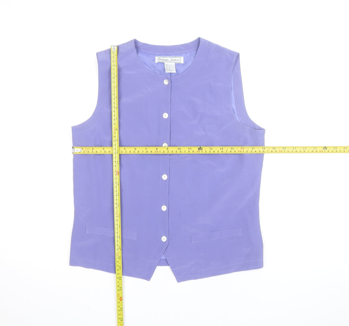 Stephanie Andrews Women's Purple Silk Sleeveless Button Blouse Size S