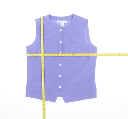 Stephanie Andrews Women's Purple Silk Sleeveless Button Blouse Size S