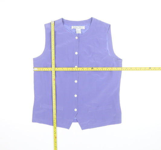 Stephanie Andrews Women's Purple Silk Sleeveless Button Blouse Size S