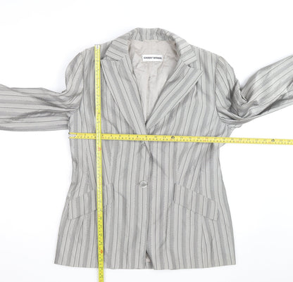 Gerry Weber Women's Grey Striped Cotton Silk Blazer Size 12