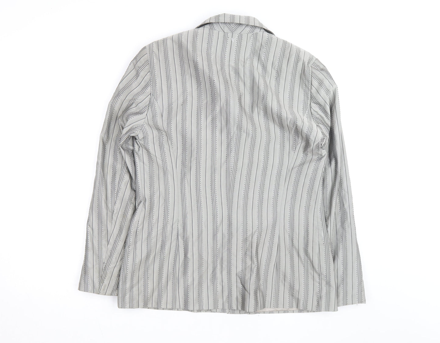 Gerry Weber Women's Grey Striped Cotton Silk Blazer Size 12