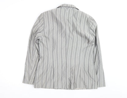 Gerry Weber Women's Grey Striped Cotton Silk Blazer Size 12