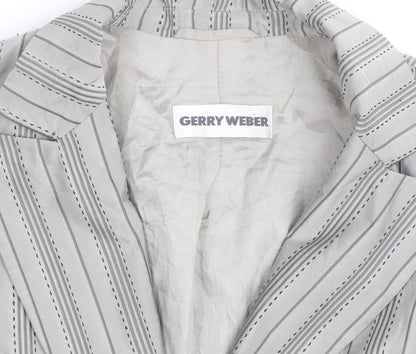 Gerry Weber Women's Grey Striped Cotton Silk Blazer Size 12