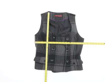 San Francisco Women Grey Check Wool Blend Waistcoat Size 10