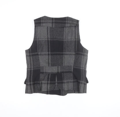 San Francisco Women Grey Check Wool Blend Waistcoat Size 10