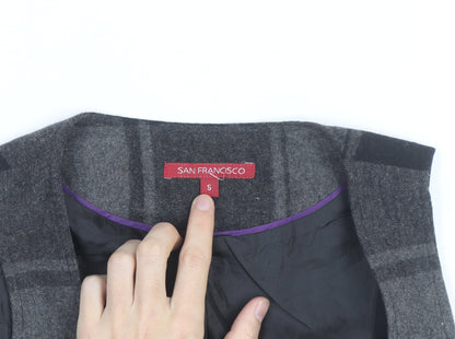 San Francisco Women Grey Check Wool Blend Waistcoat Size 10