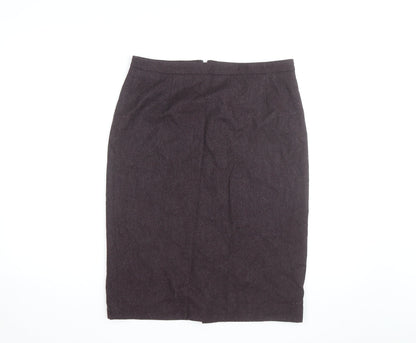 Jigsaw Women Brown Wool Pencil Skirt UK 12 Workwear Knee Length