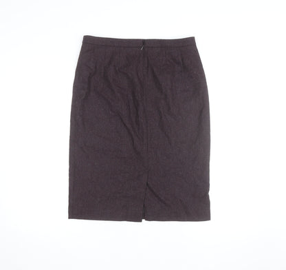 Jigsaw Women Brown Wool Pencil Skirt UK 12 Workwear Knee Length