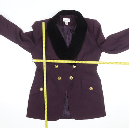 Pursuits Womens Purple Velvet Collar Blazer Jacket Size 12