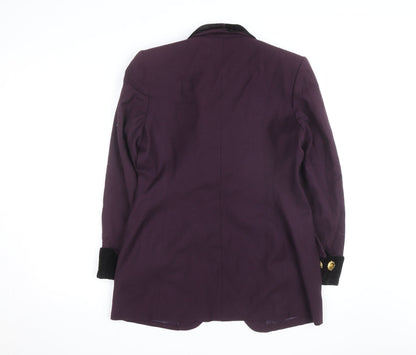 Pursuits Womens Purple Velvet Collar Blazer Jacket Size 12