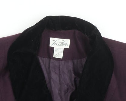 Pursuits Womens Purple Velvet Collar Blazer Jacket Size 12