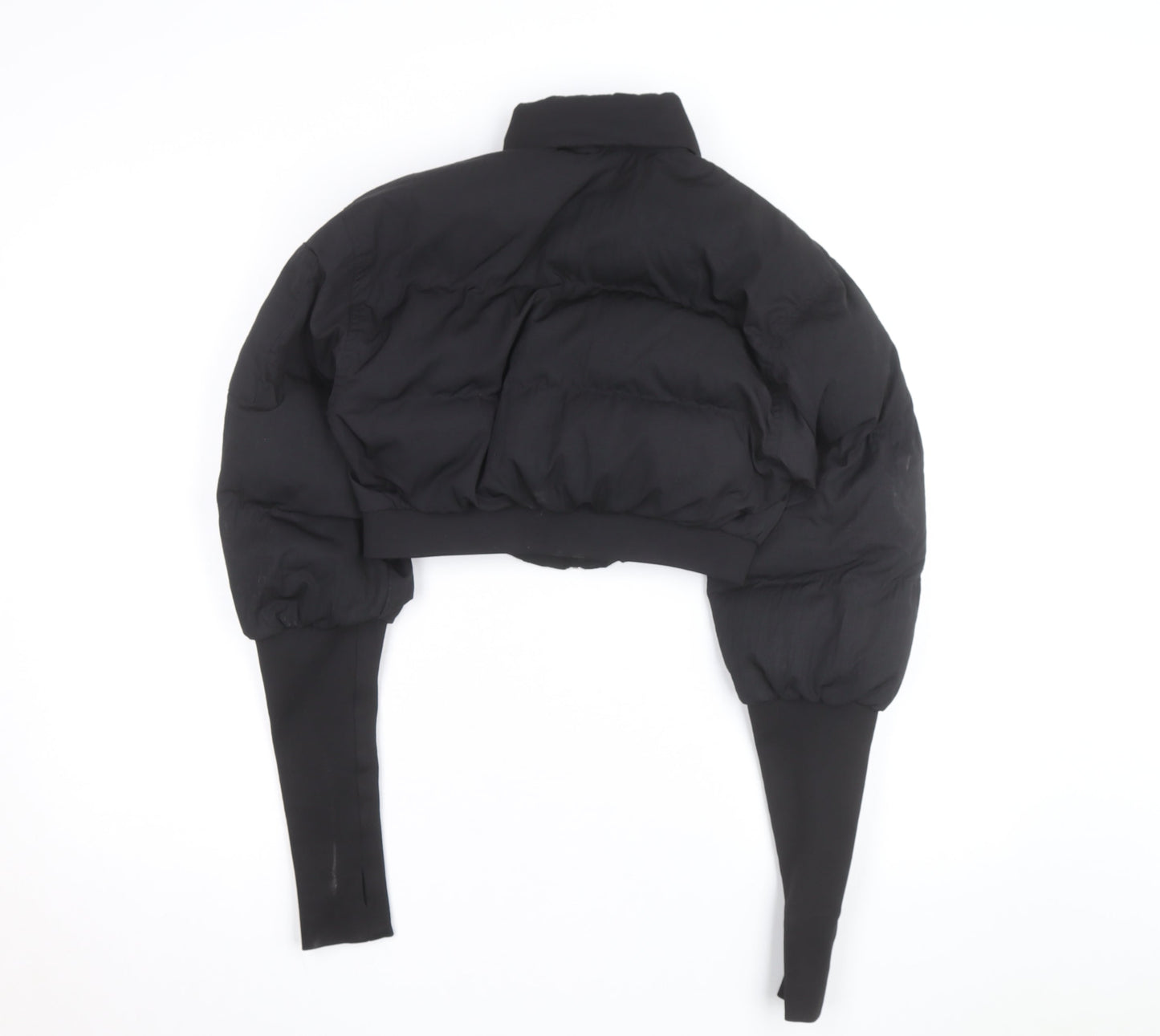 LAPP Womens Black XS Cropped Puffer Jacket with Zip and Pockets