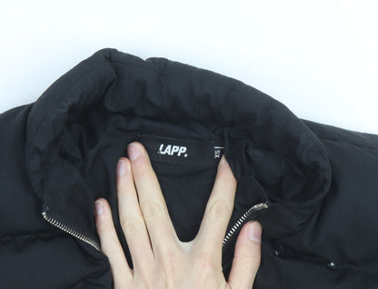 LAPP Womens Black XS Cropped Puffer Jacket with Zip and Pockets