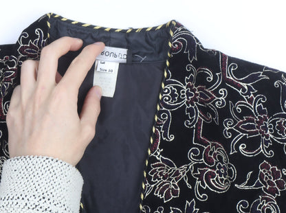 IN GROUP LTD Women's Black Velvet Embroidered Blazer Size 10