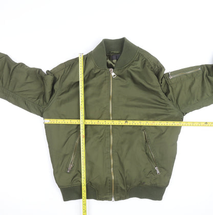 Topshop Women’s Green Bomber Jacket Size 12 Cropped Zip Pockets