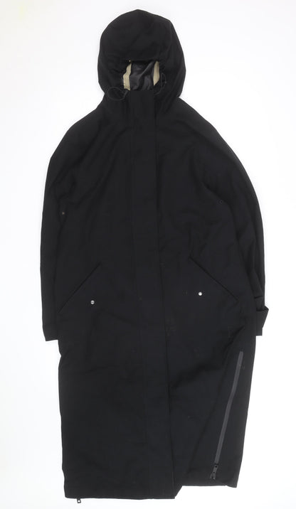 Jaeger Women's Black Waterproof Long Hooded Rain Coat Size 8