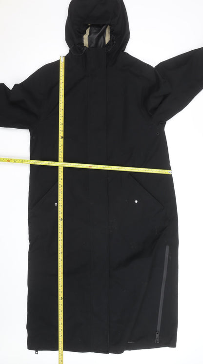Jaeger Women's Black Waterproof Long Hooded Rain Coat Size 8