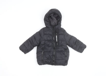 DKNY Jeans Boys Black Hooded Puffer Jacket 2 Years Winter Coat