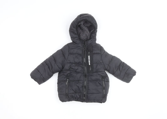 DKNY Jeans Boys Black Hooded Puffer Jacket 2 Years Winter Coat