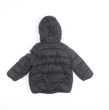 DKNY Jeans Boys Black Hooded Puffer Jacket 2 Years Winter Coat