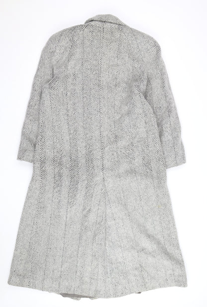 Concept II Women's Grey Wool Herringbone Long Overcoat Size 8