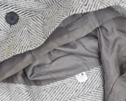 Concept II Women's Grey Wool Herringbone Long Overcoat Size 8