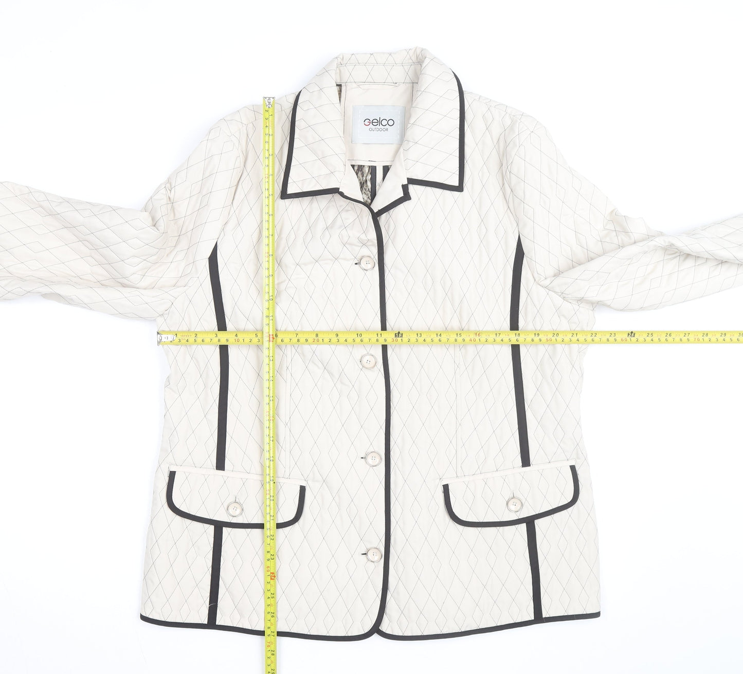 Gelco Outdoor Women’s Ivory Quilted Mid-Length Jacket Size 14