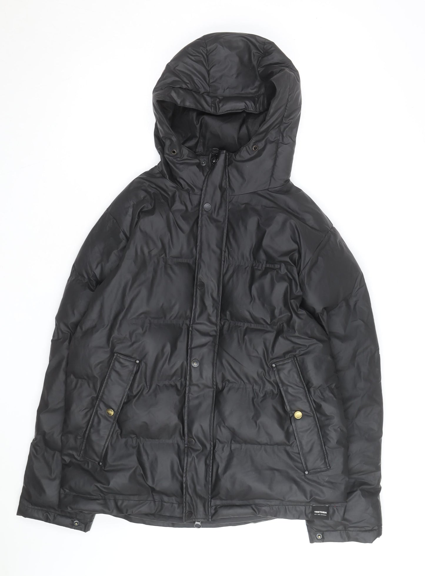 Tretorn Men's Black L Puffer Jacket Hooded Waterproof Winter Coat