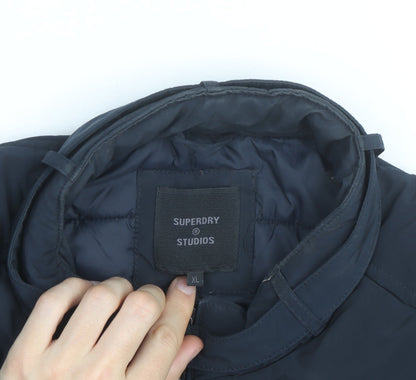 Superdry Men's Blue XL Puffer Jacket Stand-Up Collar Winter Coat