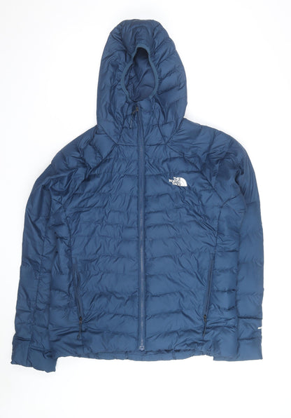 The North Face Men’s Blue L Hooded Puffer Jacket Lightweight Insulated