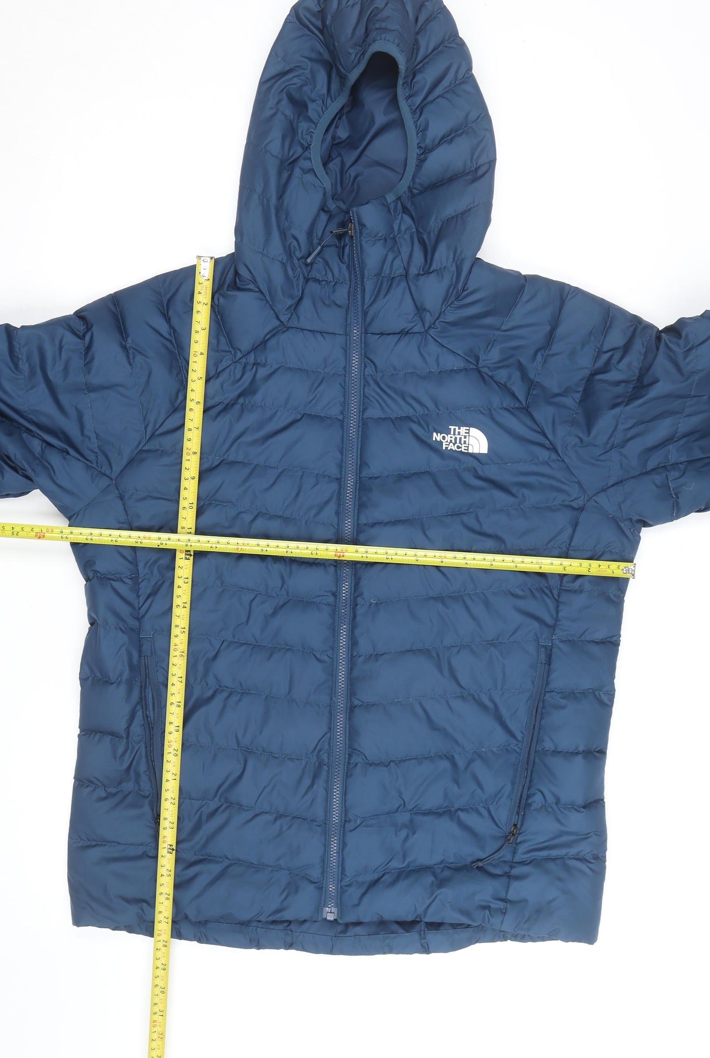 The North Face Men’s Blue L Hooded Puffer Jacket Lightweight Insulated