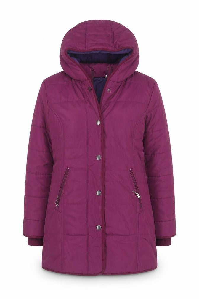 Cream Women’s Purple Hooded Mid-Length Puffer Coat Size 14