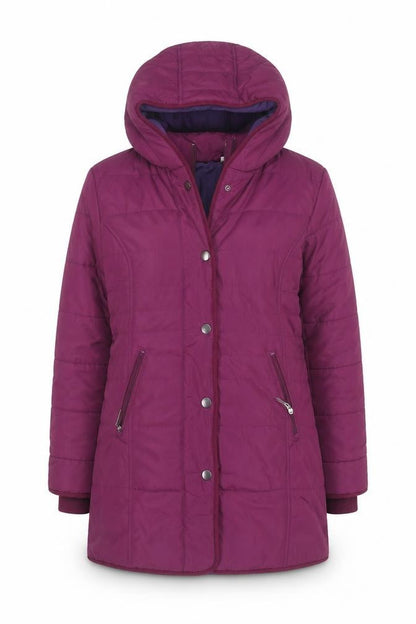 Cream Women’s Purple Hooded Mid-Length Puffer Coat Size 14
