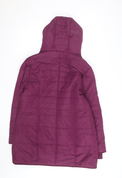 Cream Women’s Purple Hooded Mid-Length Puffer Coat Size 14